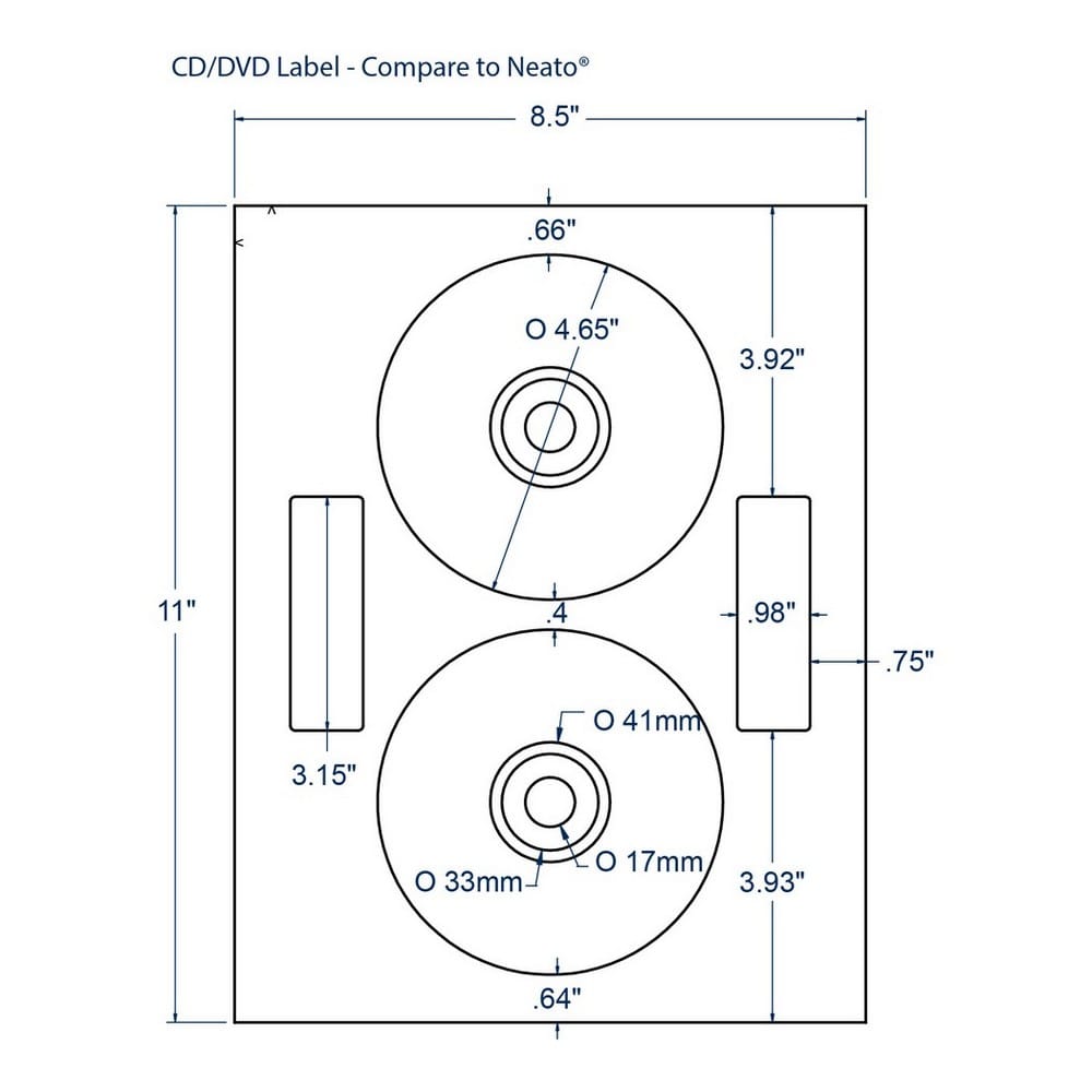 4.65" x 4.65" White CD Donut Label with Hub Cap, 2 Labels per Sheet (100 Sheets per Carton) - Image 2