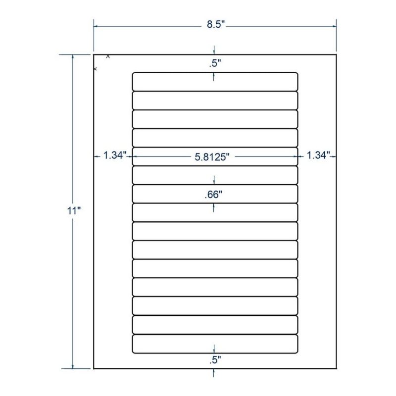 5.8125" x 0.666" White VHS Spine Label, 15 Labels per Sheet (100 Sheets per Carton)