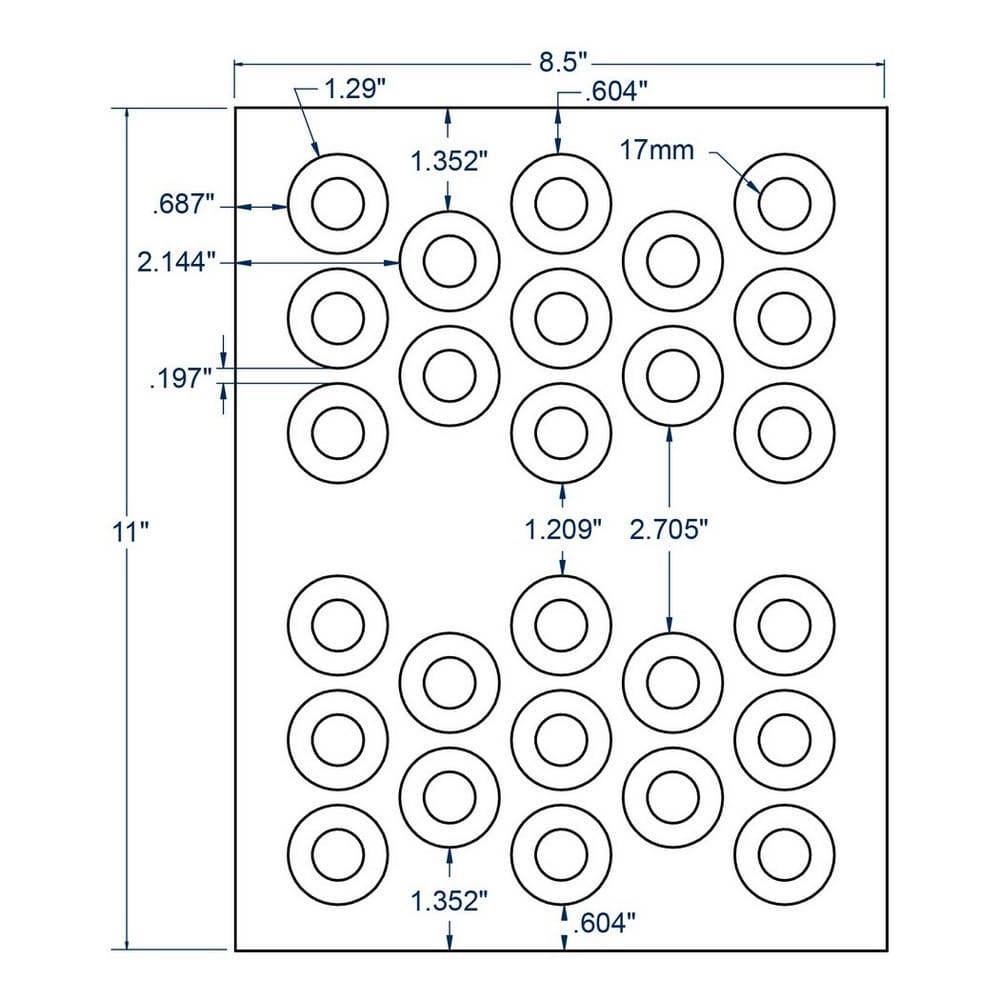 1.3" x 1.3" White CD/DVD Hub Label, 26 Labels per Sheet (100 Sheets per Carton) - Image 2