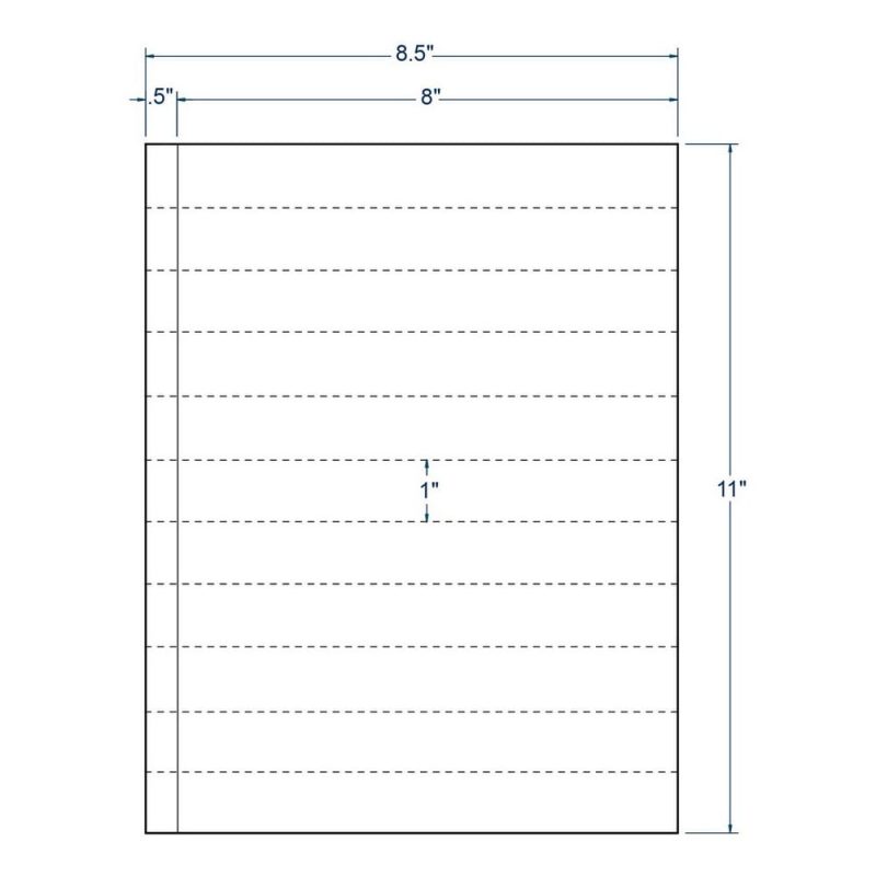 8" x 1" White Transcription Label, 11 label per Sheet (100 Sheets per Carton)