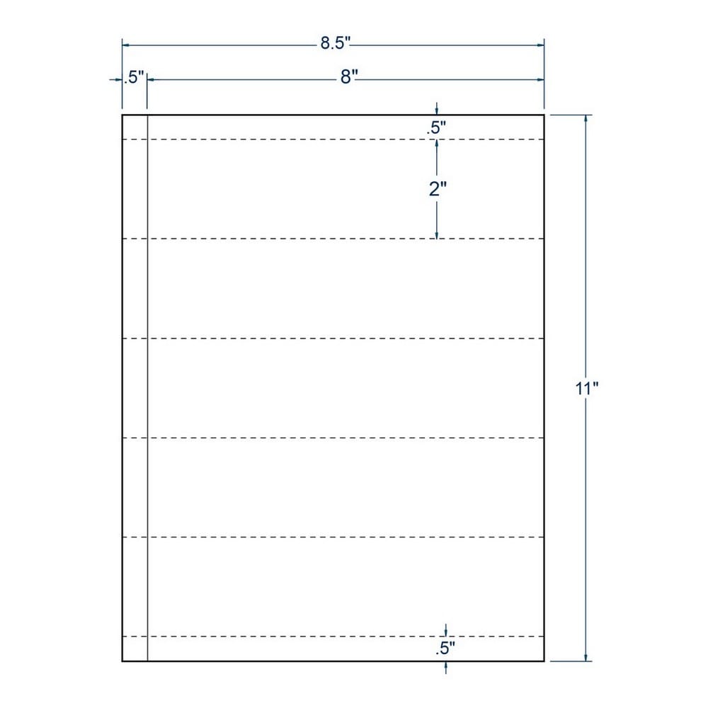 8" x 2" White Transcription Label, 5 Labels per Sheet (100 Sheets per Carton) - Image 2