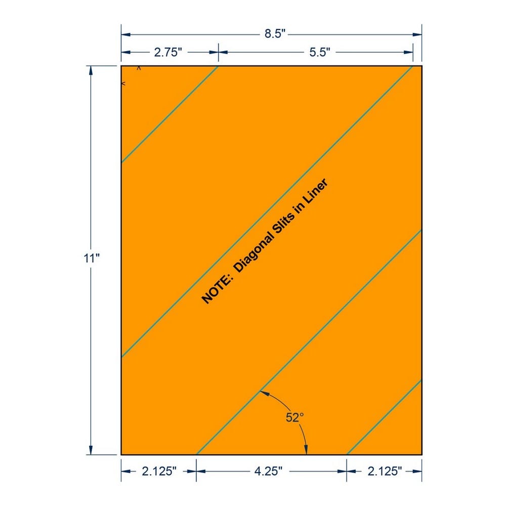 8.5" x 11" Fluorescent Orange Full Sheet w/ Slits on Liner, 1 label per Sheet (100 Sheets per Carton) - Image 2