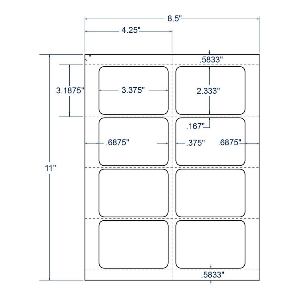 3.375" x 2.33" White Name Badge, 8 Labels per Sheet (100 Sheets per Carton)
