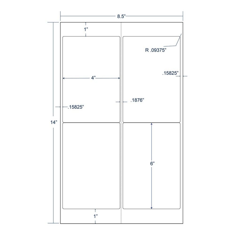 4" x 6" White Inkjet laser labels, 4 Labels Per Sheet (100 Sheets per Carton)