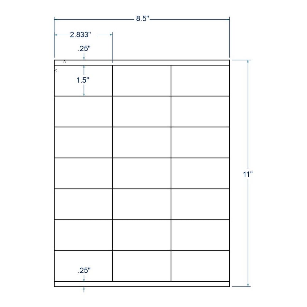2.83" x 1.5" White Inkjet / Laser Labels, 21 label per Sheet (1,000 Sheets per Carton) - Image 2