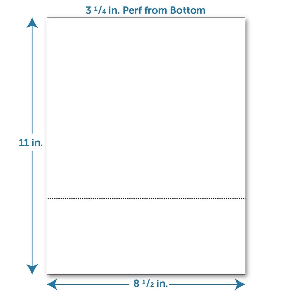 Perforated Paper, 3 1/4" From Bottom, Horizontal on White 20# Letter Size Copy Paper (Ream of 500) - Image 2