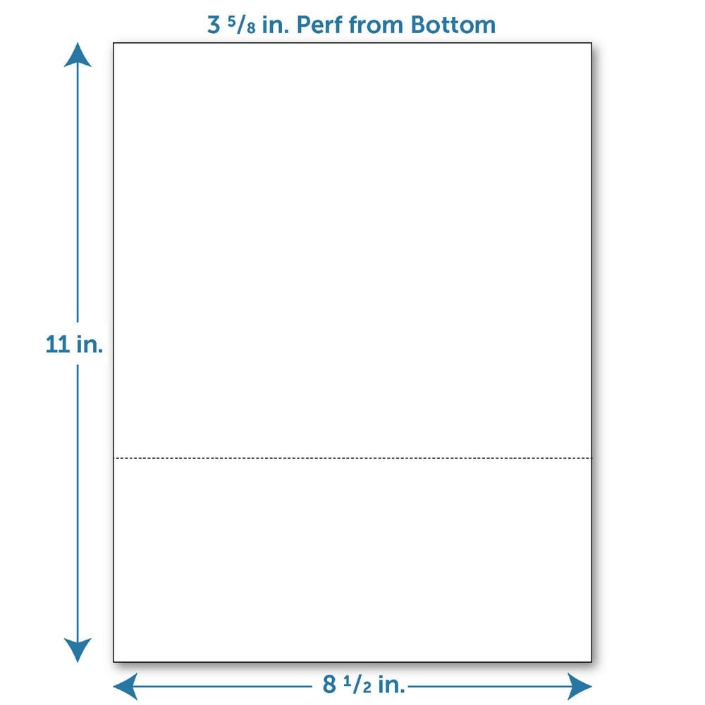 Perforated Paper, 3 5/8" From Bottom, Horizontal on White 20# Letter Size Copy Paper (Ream of 500) - Image 2