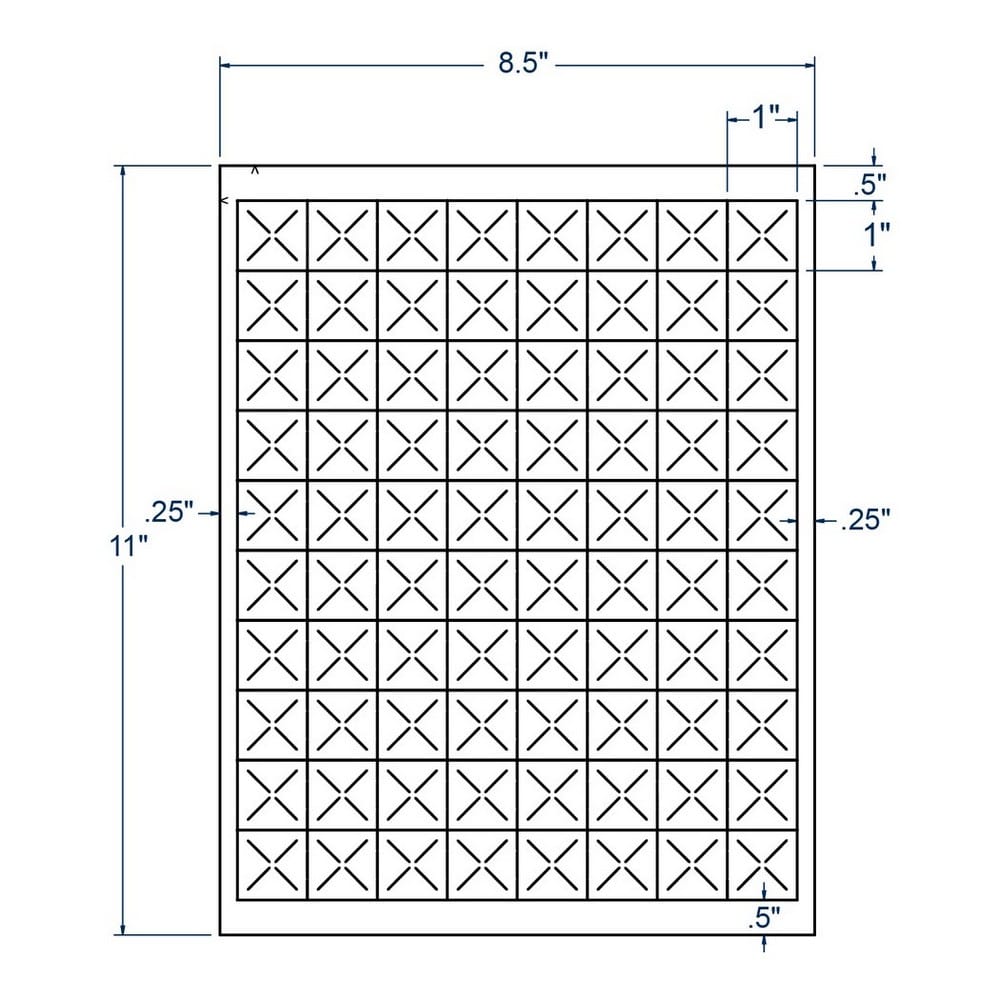 1" x 1" White Price Marking Label w/Tamper Slits, 80 Labels per Sheet (250 Sheets per Carton)