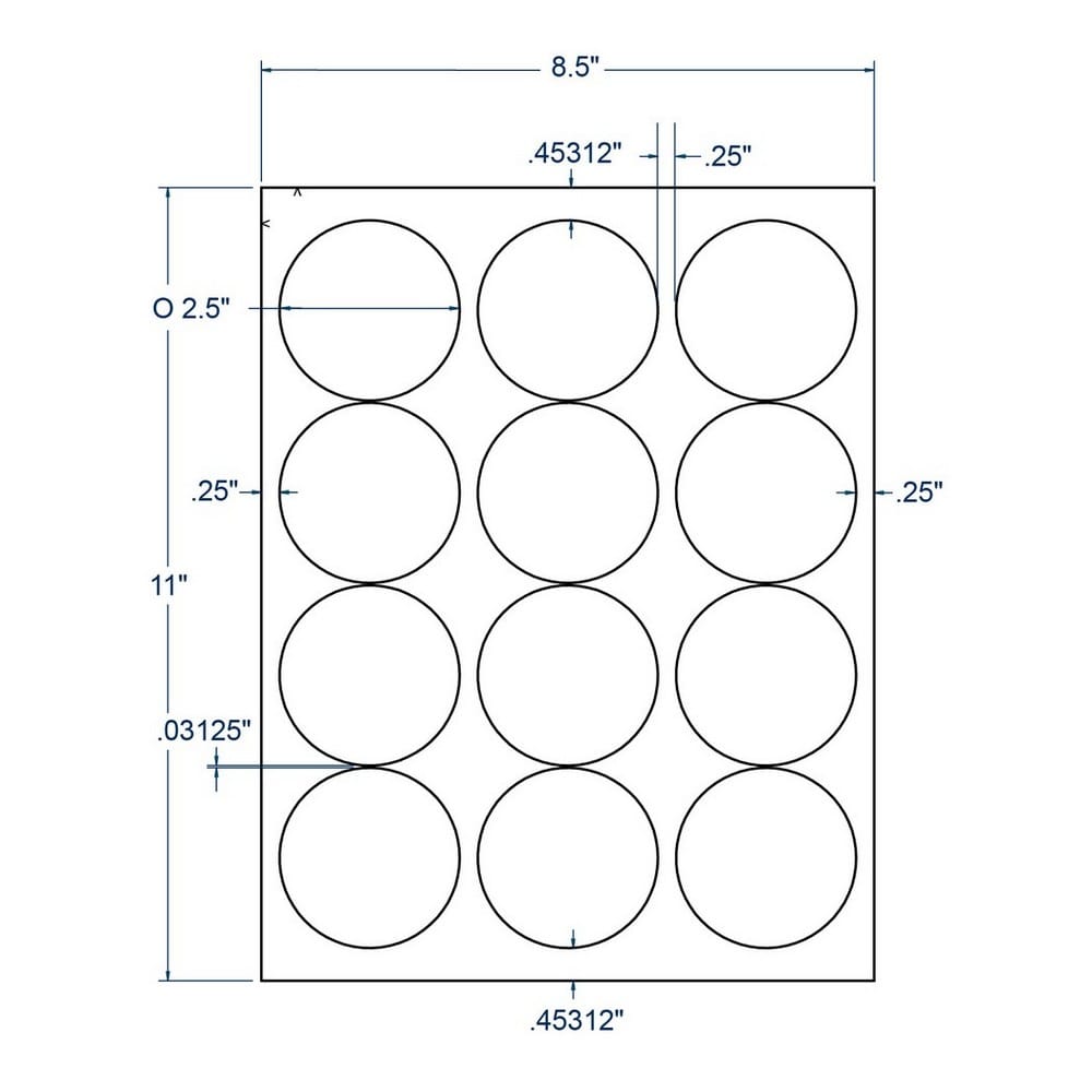 2.5" x 2.5" White Circle Label, 12 Labels per Sheet (250 Sheets per Carton) - Image 2