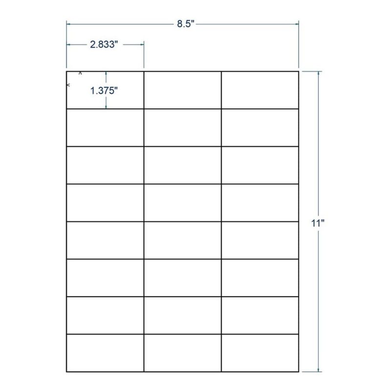 2.83" x 1.375" White Address Label, 24 Labels per Sheet (250 Sheets per Carton)