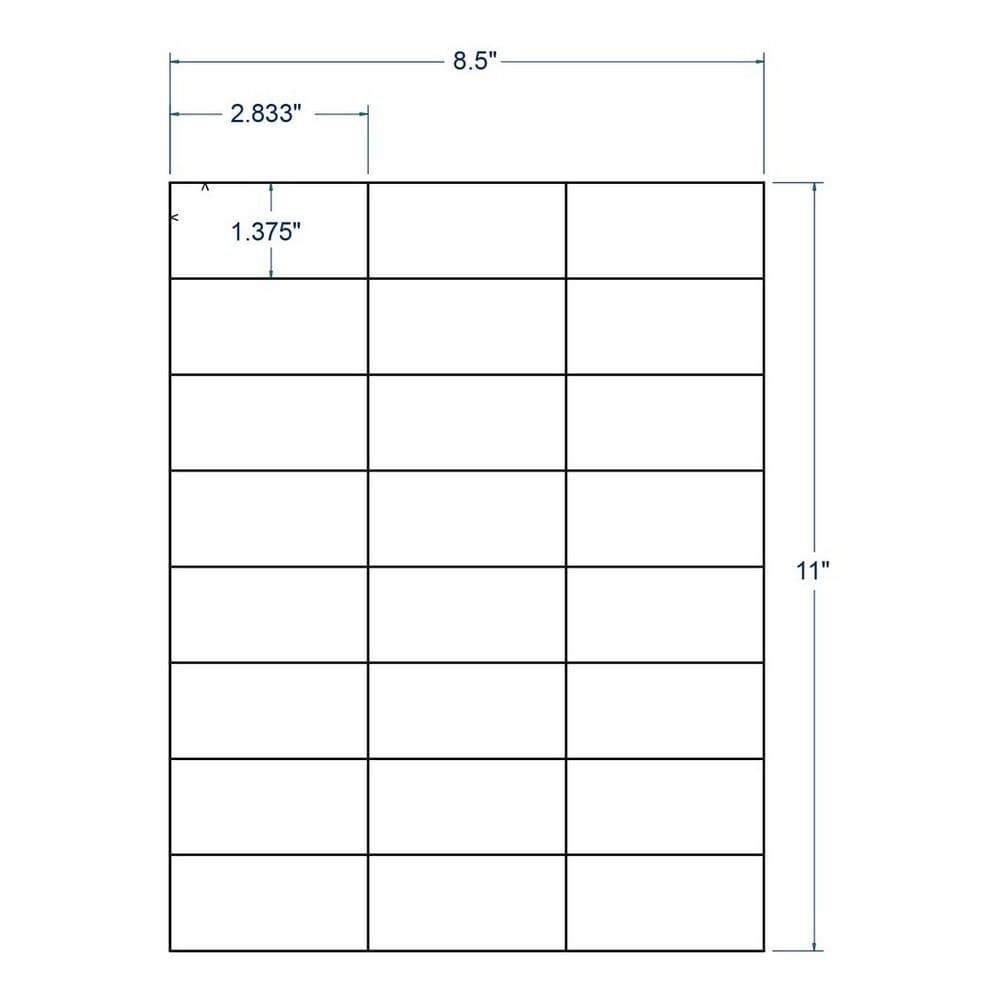 2.83" x 1.375" White Address Label, 24 Labels per Sheet (250 Sheets per Carton)