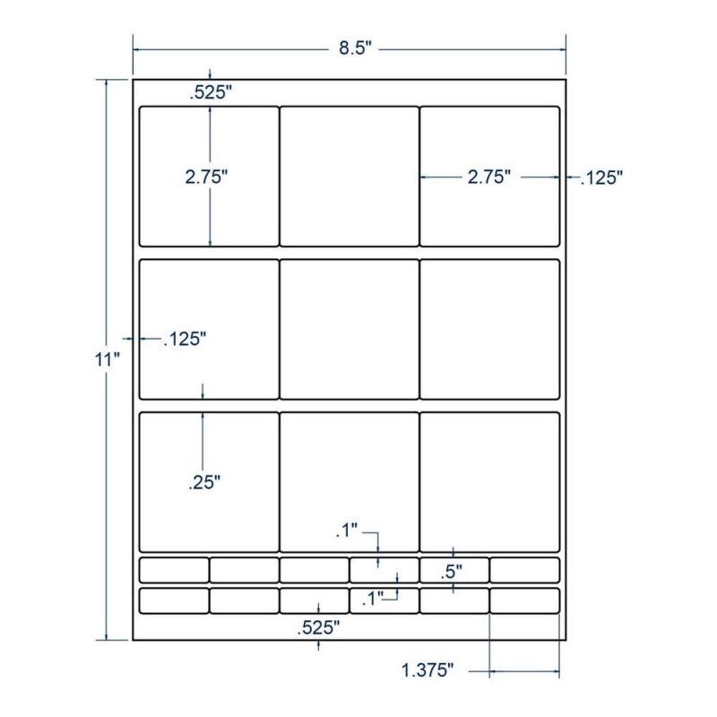 2.75" x 2.75" White 3-1/2 Disk Label, 9 Labels per Sheet (250 Sheets per Carton)