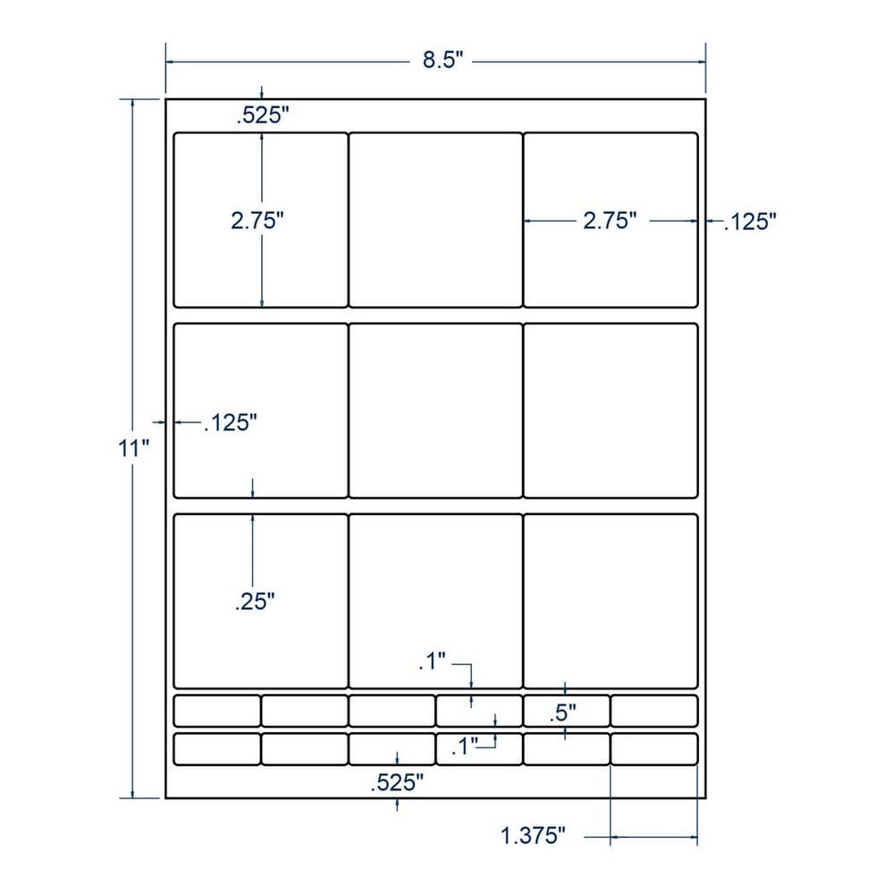 2.75" x 2.75" White 3-1/2 Disk Label, 9 Labels per Sheet (250 Sheets per Carton)