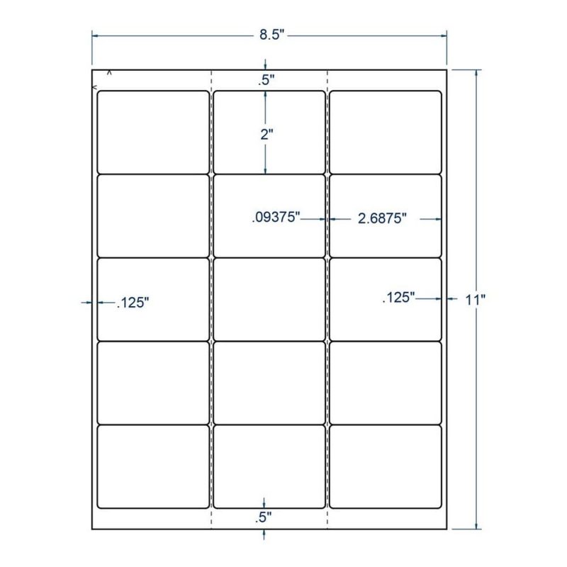 2.6875" x 2" White Non-Wrap 3-1/2 Inch Disk Label, 15 Labels per Sheet (250 Sheets per Carton)