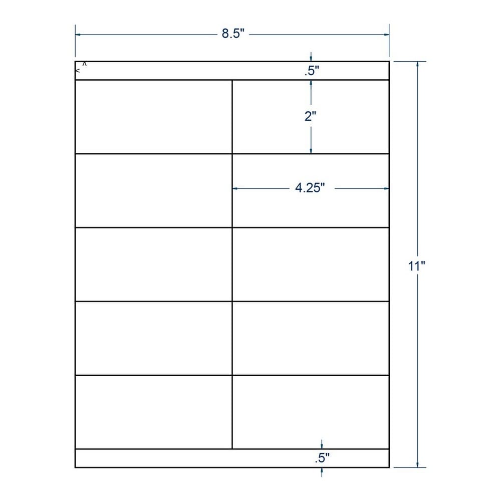 4.25" x 2" White Shipping / Address Label, 10 Labels per Sheet (250 Sheets per Carton)