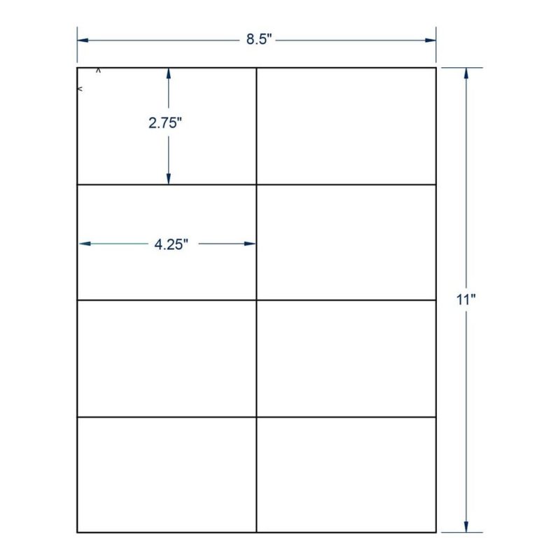 4.25" x 2.75" White Shipping / Address Label, 8 Per sheet (250 Sheets per Carton)