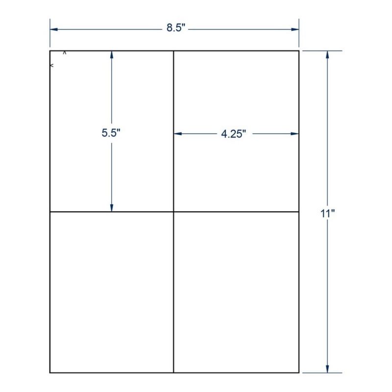 4.25" x 5.5" White Shipping Label, 4 Per sheet (250 Sheets per Carton)