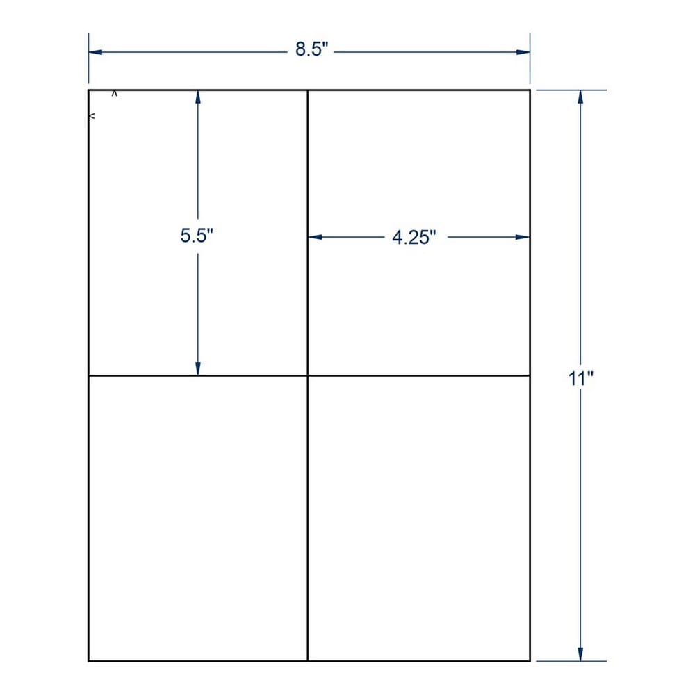 4.25" x 5.5" White Shipping Label, 4 Per sheet (250 Sheets per Carton)