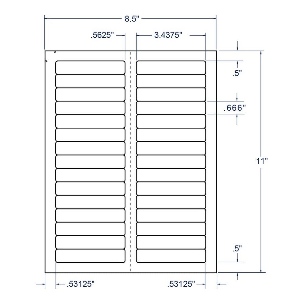 3.4375" x 0.66" White File Folder Label, 30 Labels per Sheet (250 Sheets per Carton) - Image 2