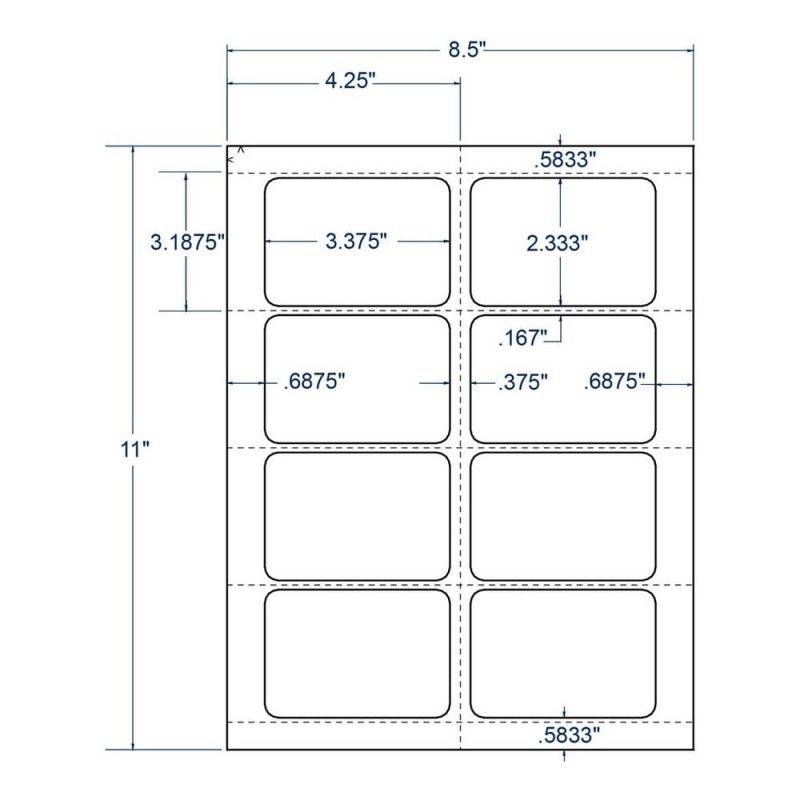 3.375" x 2.33" White Name Badge Label, 8 Labels per Sheet (250 Sheets per Carton)