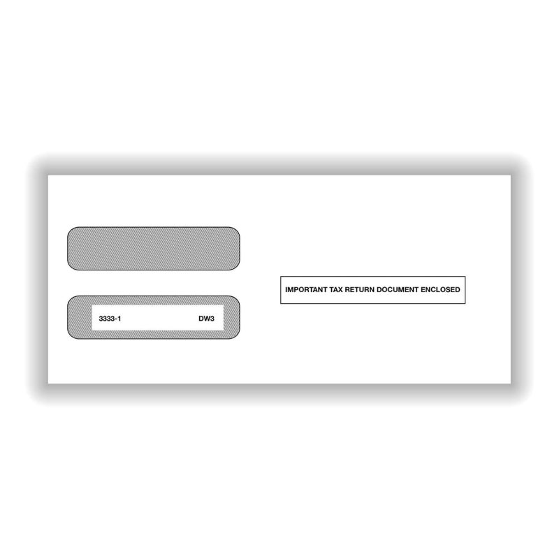 Double Window Envelope for W-2 3-Up, Gum-Seal, Pack of 50