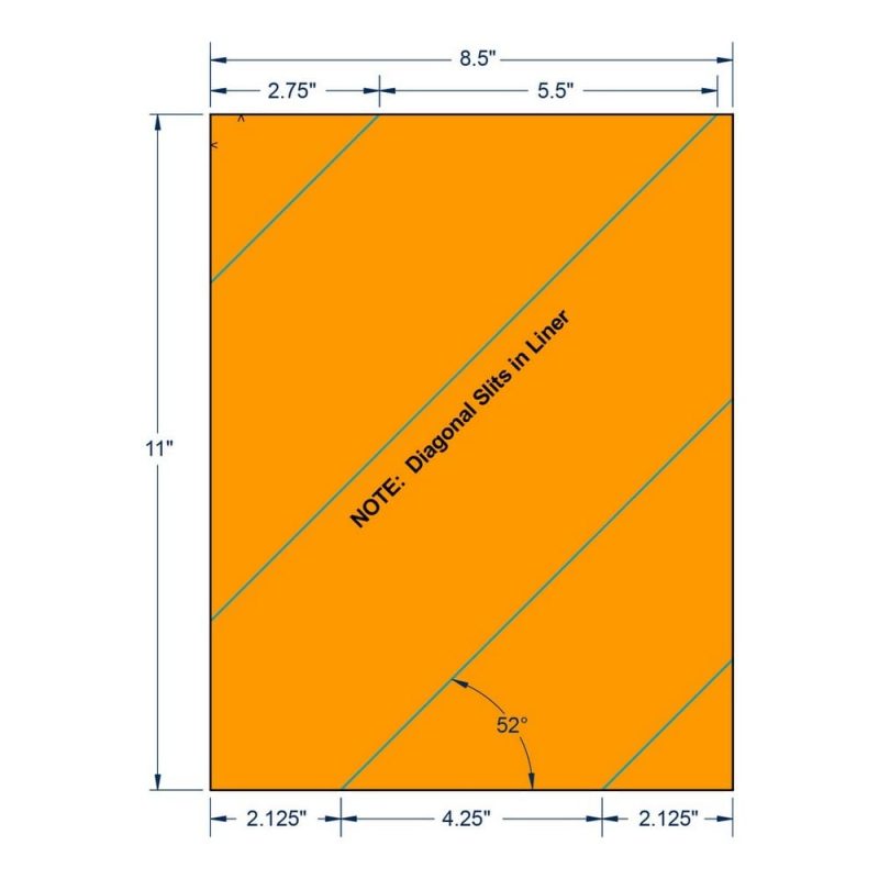 8.5" x 11" Fluorescent Orange Full Sheet w/ Slits on Liner, 1 label per Sheet (1000 Sheets per Carton)