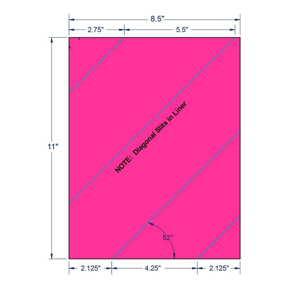 8.5" x 11" Fluorescent Pink Full Sheet w/ Slits on Liner, 1 label per Sheet (1000 Sheets per Carton) - Image 2