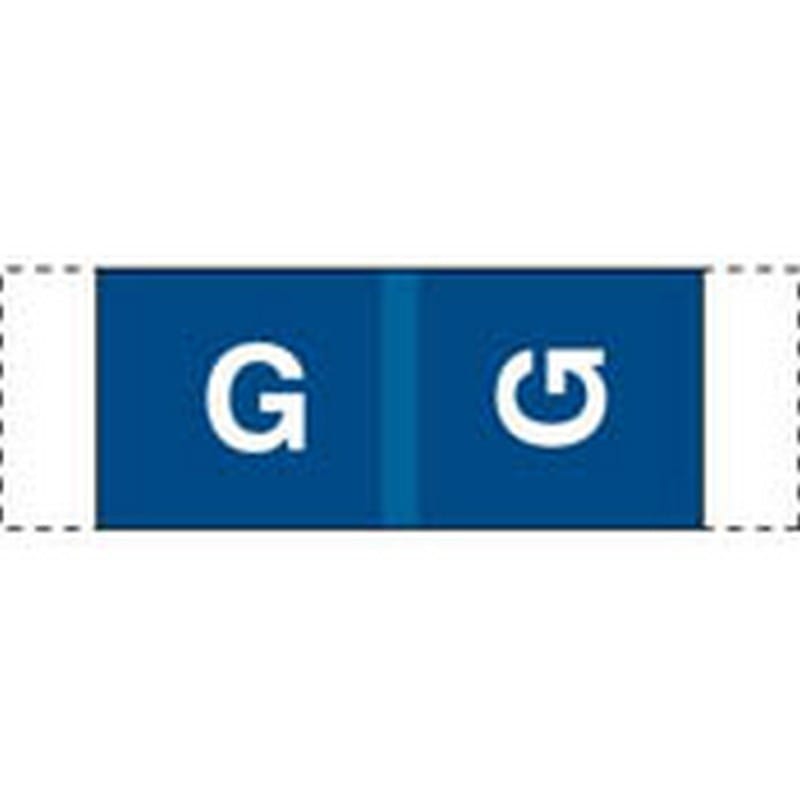 Col R Tab Compatible "G" Labels, Polylaminated Stock, 1/2 " X 1-1/2" Individual Letters - 100 per Pack