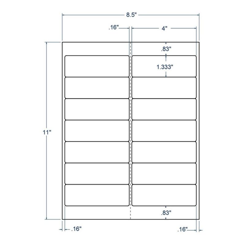 4" x 1.3333" Labels, Laser Printer Only, White, (14 Labels per Sheet, 250 Sheets per Carton)
