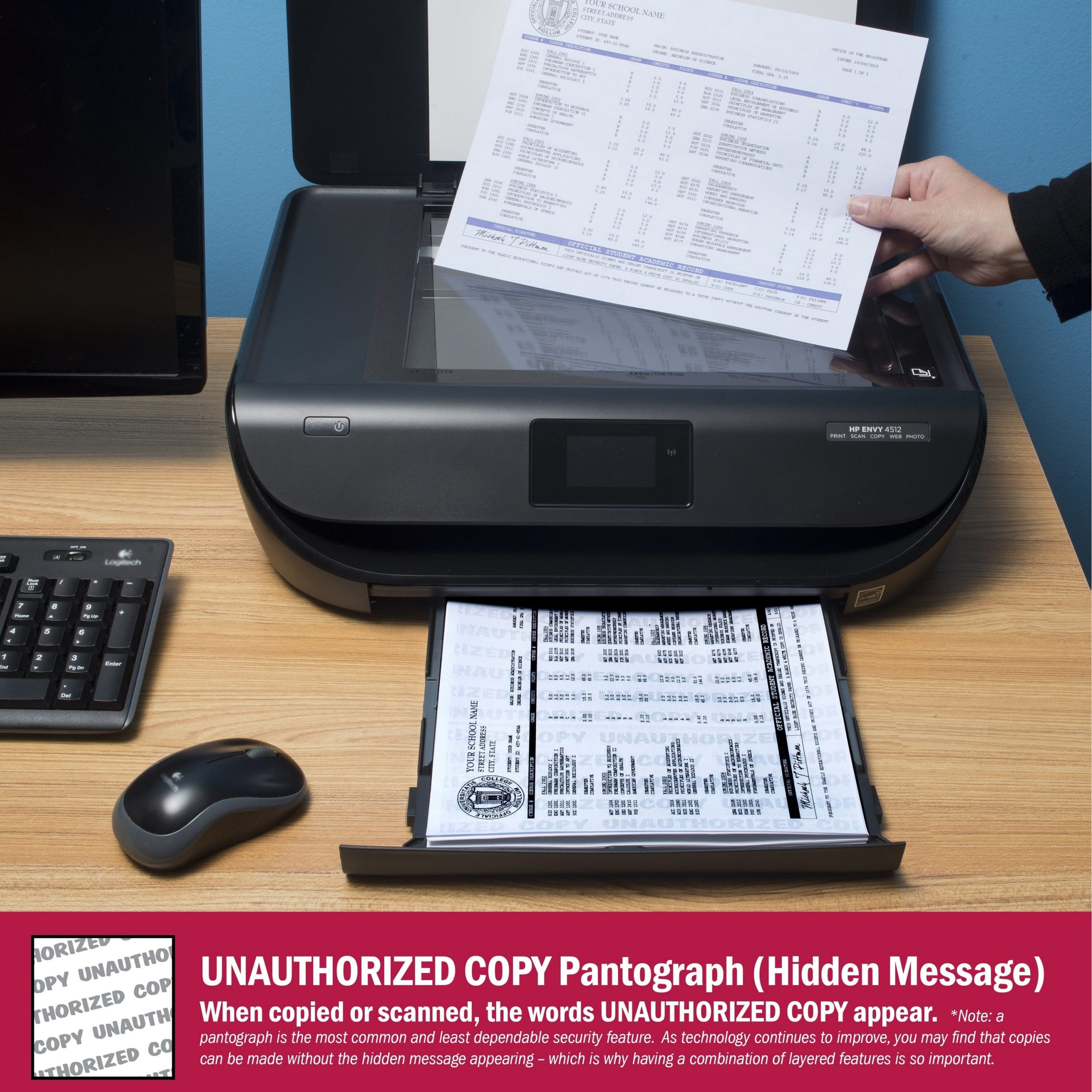 8-1/2'' x 11" Standard Blue Multi-Purpose Security Paper, 2 Security Features, 24# Blue Stock (Carton of 2500) - Image 6