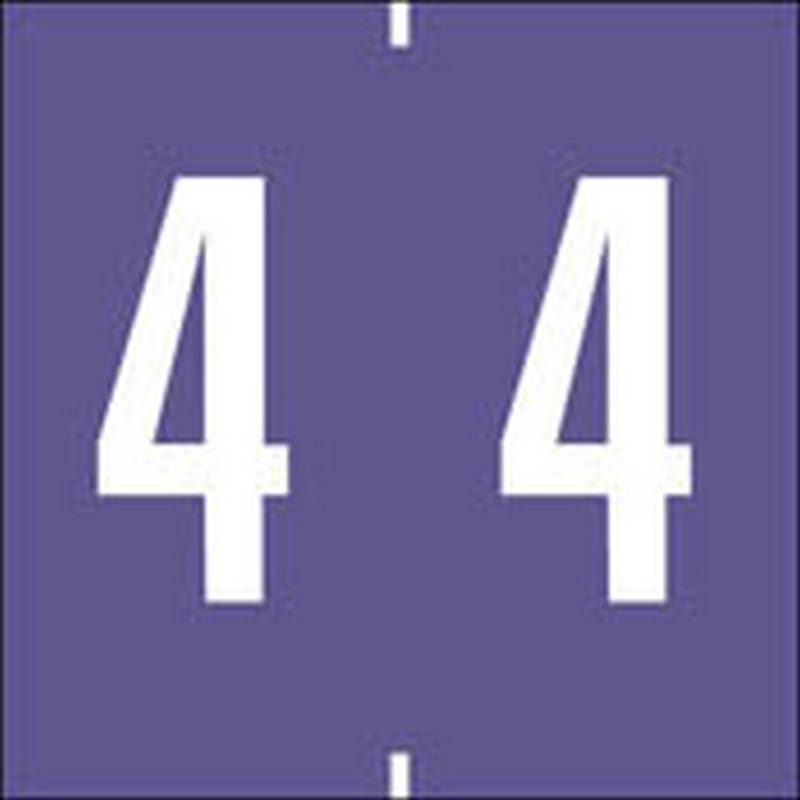 Ames Compatible Numeric "4" Labels, Polylaminated Stock, 1-7/8" X 1-7/8" Individual Numbers - Roll of 500