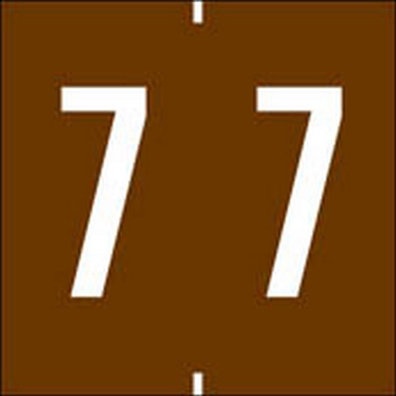 Ames Compatible Numeric "7" Labels, Polylaminated Stock, 1-7/8" X 1-7/8" Individual Numbers - Roll of 500