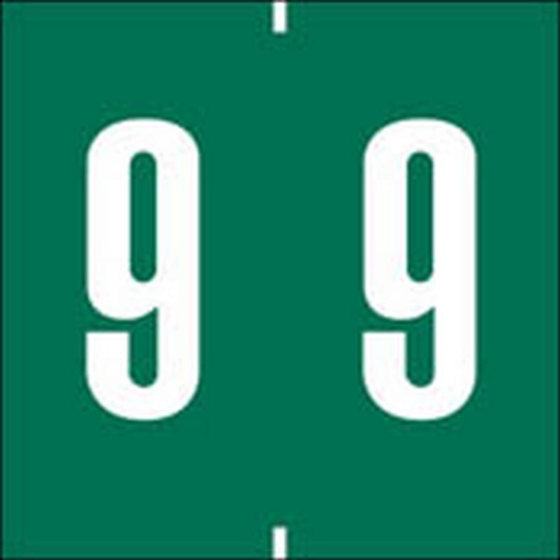 Ames Compatible Numeric "9" Labels, Polylaminated Stock, 1-7/8" X 1-7/8" Individual Numbers - Roll of 500