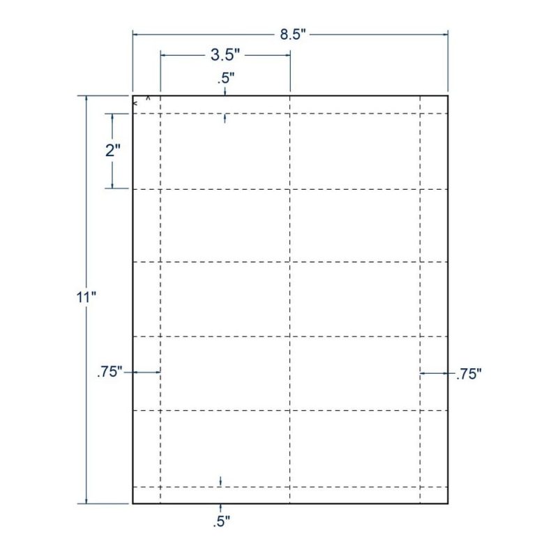 3.5" x 2" White Business Card, 10 Cards per Sheet (100 Sheets per carton)