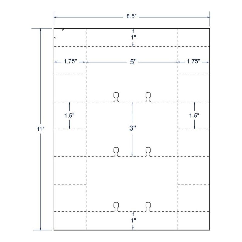 5" x 3" White Large Rotary Card, 3 Cards per Sheet (100 Sheets per carton)