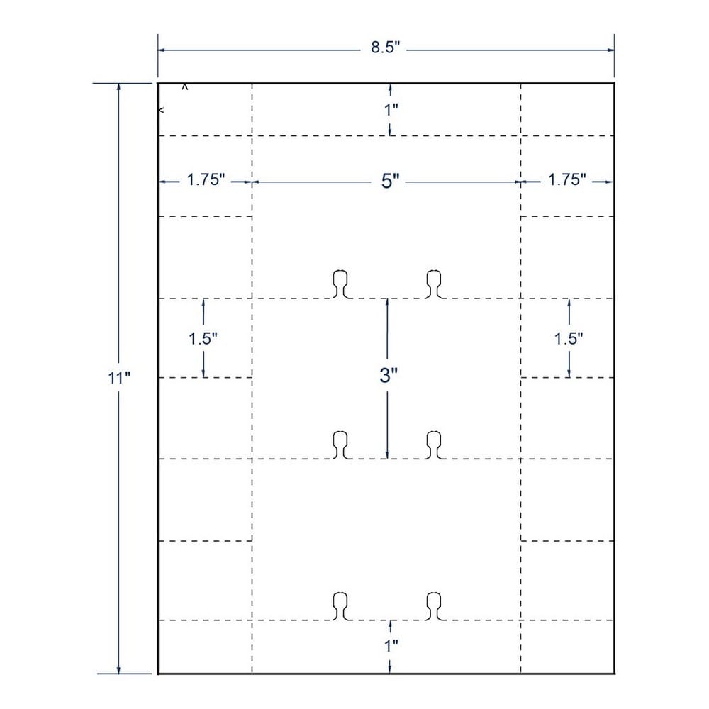 5" x 3" White Large Rotary Card, 3 Cards per Sheet (100 Sheets per carton)
