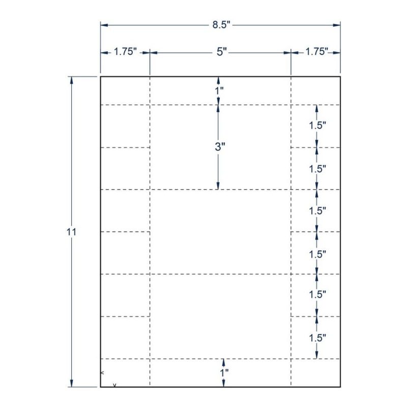 5" x 3" White Index Card, 3 Cards per Sheet (100 Sheets per carton)