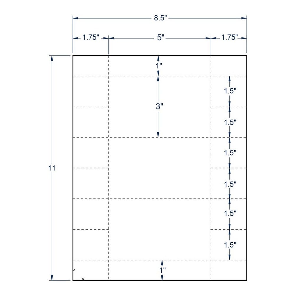 5" x 3" White Index Card, 3 Cards per Sheet (100 Sheets per carton)
