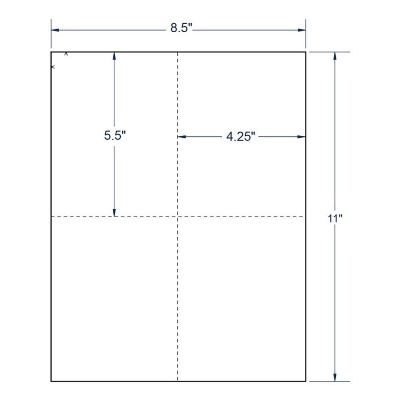 4.25" x 5.5" White Blank Postcard, 4 Cards per Sheet (100 Sheets per carton)