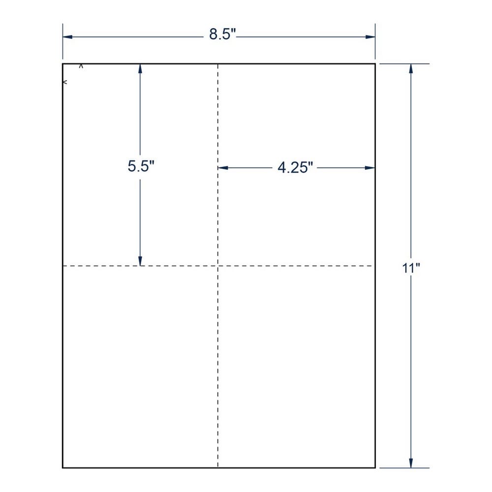 4.25" x 5.5" White Blank Postcard, 4 Cards per Sheet (100 Sheets per carton)