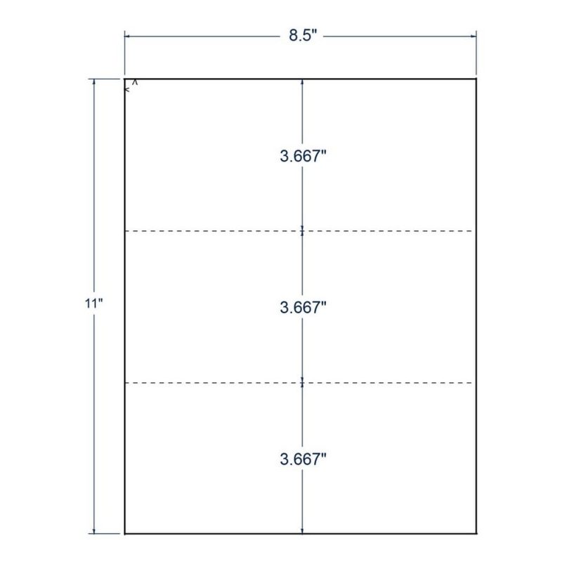 8.5" x 3.6666" White Postage Tray Tags / Bag Tag, 3 Cards per Sheet (100 Sheets per carton)