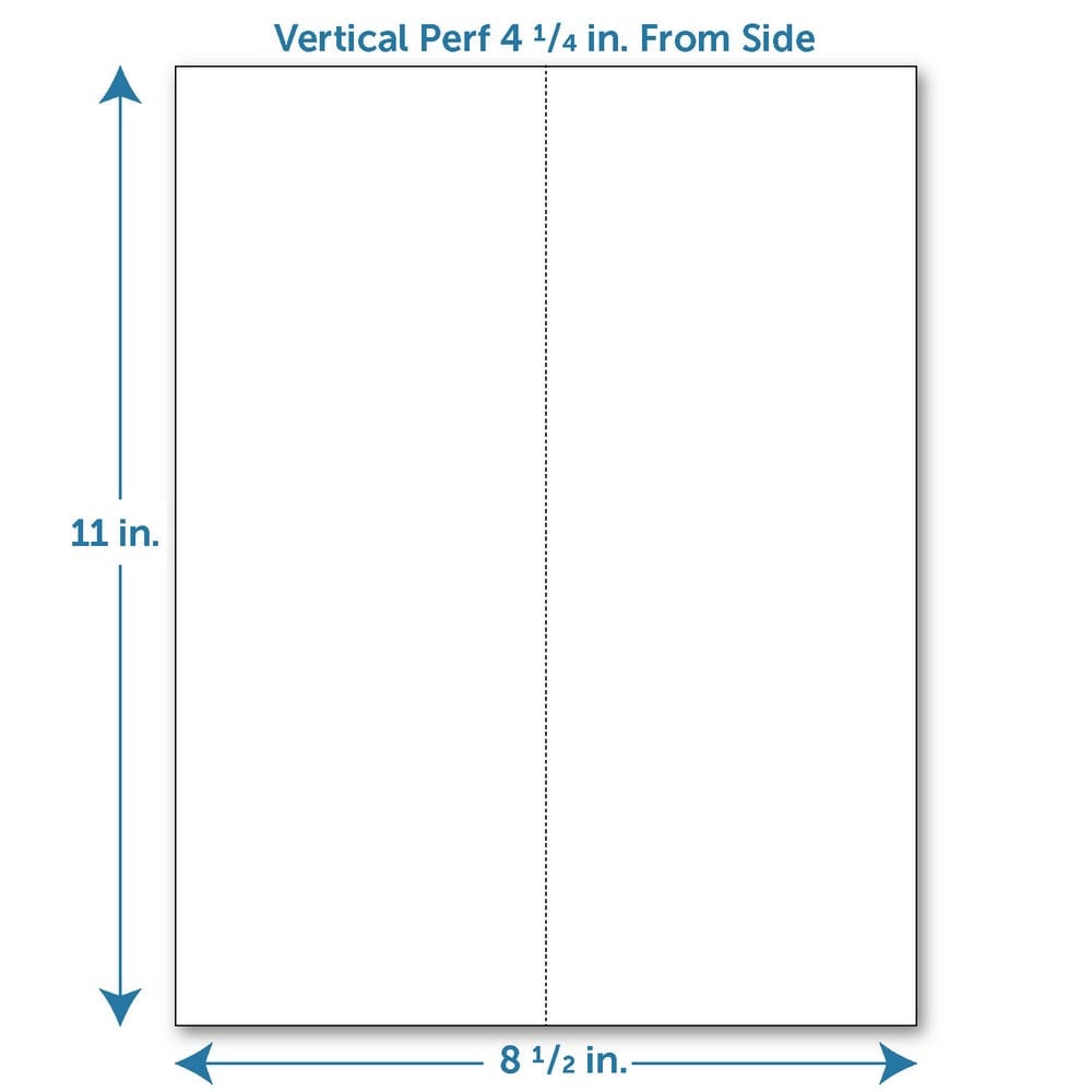 Perforated Paper, 4 1/4" from Left, Vertical on White 20# Letter Size Copy Paper (Ream of 500) - Image 2