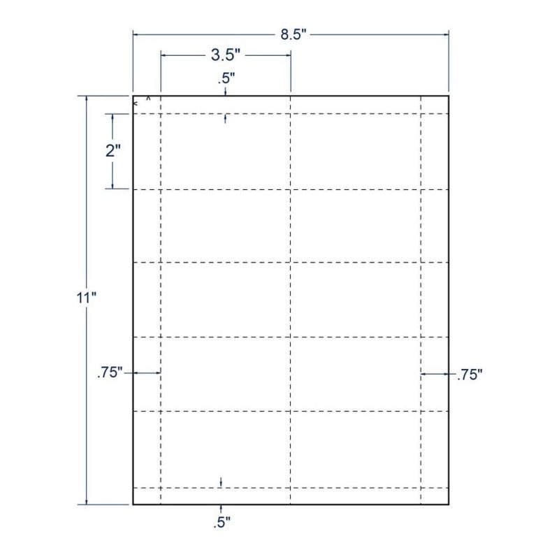 3.5" x 2" White Business Card, 10 Cards per Sheet (250 Sheets per carton)