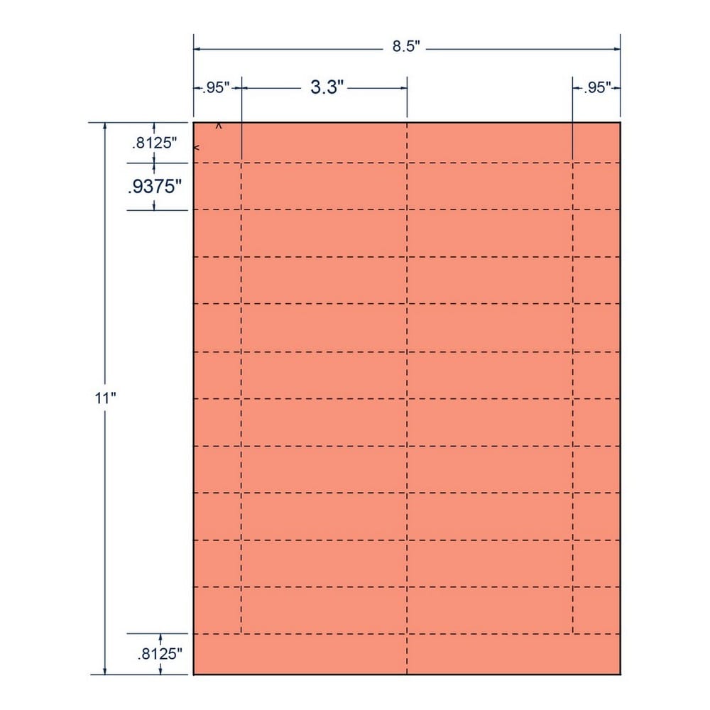 3.3" x 0.9375" Red Postage Tray Tags / Red Bag Tag, 20 Cards per Sheet (250 Sheets per carton)