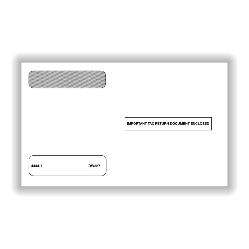 Double Window Envelope for W-2 4-Up Horizontal, Gum-Seal, Pack of 25