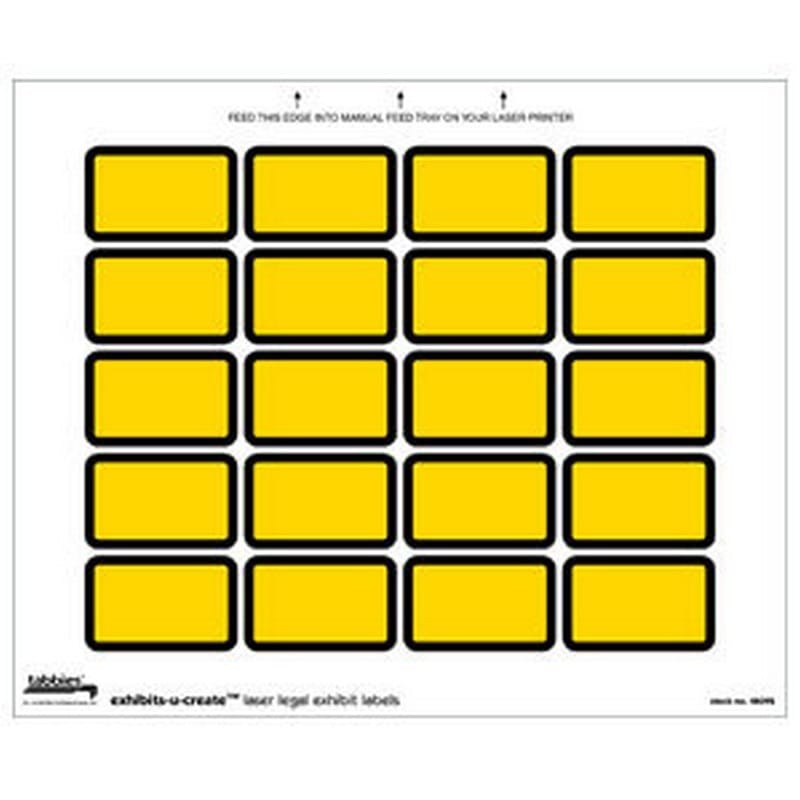 Legal Exhibits-U-Create Labels, Yellow, 1-5/8" X 1" (Pack of 240 Labels)