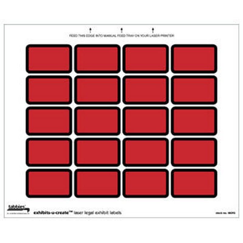 Legal Exhibits-U-Create Labels, Red, 1-5/8" X 1" (Pack of 240 Labels)