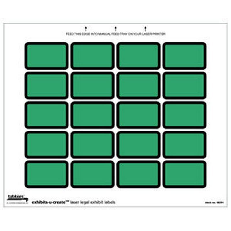 Legal Exhibits-U-Create Labels, Green, 1-5/8" X 1" (Pack of 240 Labels)