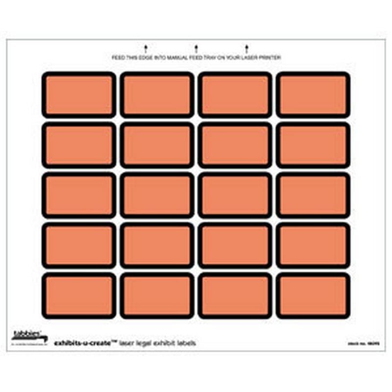 Legal Exhibits-U-Create Labels, Orange, 1-5/8" X 1" (Pack of 240 Labels)
