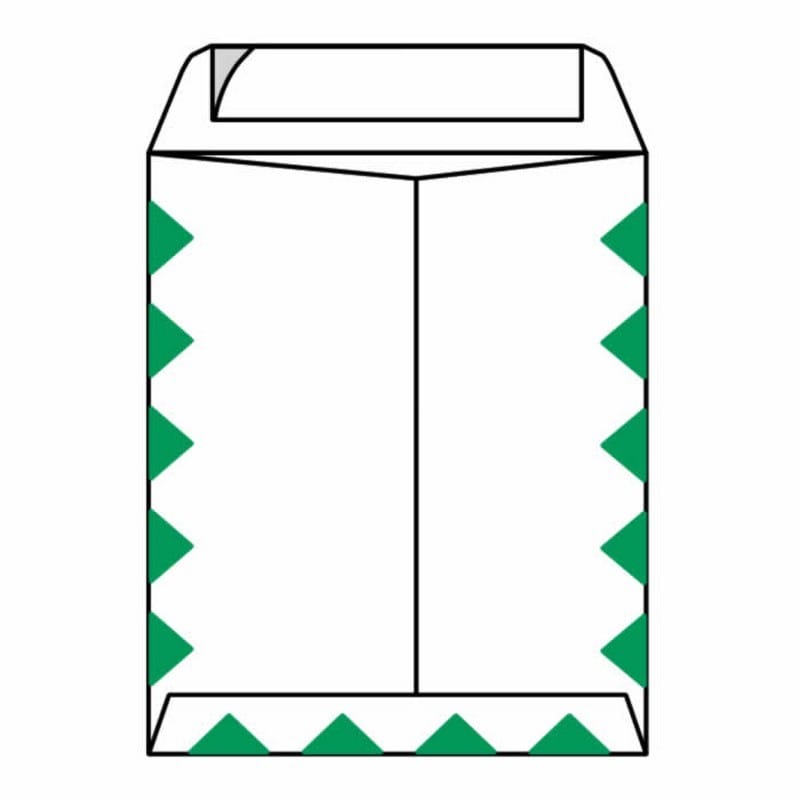 Open End First Class Catalog Envelopes, 9" x 12", 28#, Green Diamond Border, "First Class Mail" on Face, Kwik-Tak Seal - Image 2
